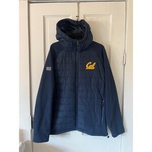 Mens Large Colosseum Navy Cal Bears Hybrid Eco Softshell Jacket UC Berkeley hood